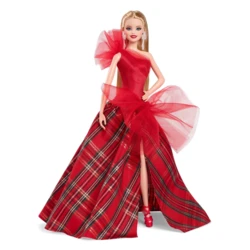 2024 Holiday, Blonde with Plaid Gown