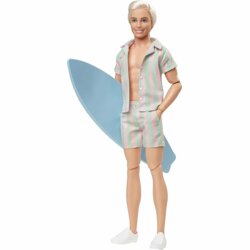 Ken, Pastel Pink and Green Striped Beach Matching Set with Surfboard and White Sneakers