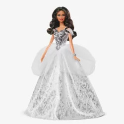2021 Holiday Doll, Brunette Hair in Silver Gown