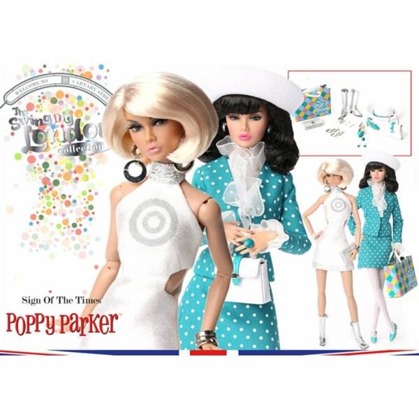Sign of the Times Poppy Parker 2 Doll Gift Set (Platinum Blonde), The Swinging London Collection 