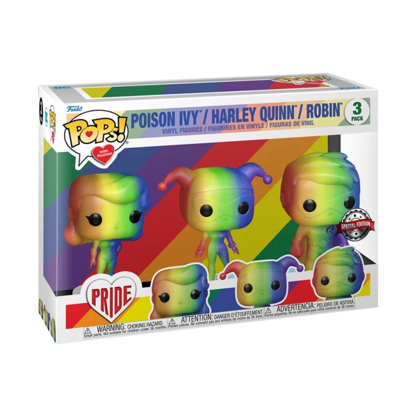 Funko Pop! 3-PACK Poison Ivy, Harley Quinn And Robin (Pride 2022), DC Comics