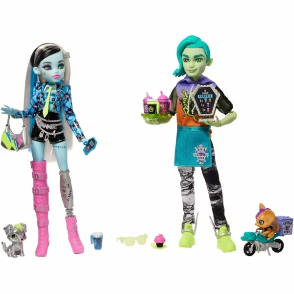 Monster High Frankie Stein & Deuce Gorgon, Doll Set, Coffee Break