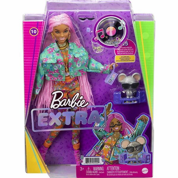 Barbie Extra Doll #10 with Long Pink Braids