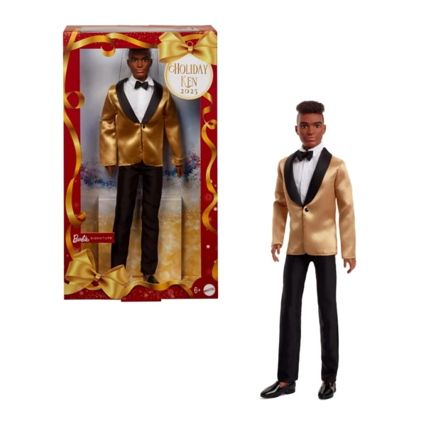 Barbie 2025 Holiday Ken, Dark Brown Curly Hair, Holiday Barbie