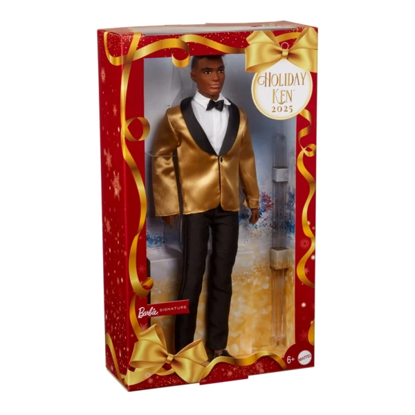 Barbie 2025 Holiday Ken, Dark Brown Curly Hair, Holiday Barbie