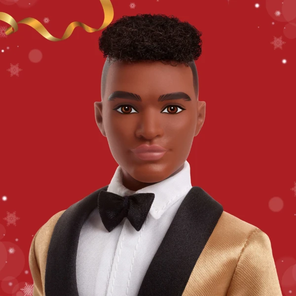 Barbie 2025 Holiday Ken, Dark Brown Curly Hair, Holiday Barbie