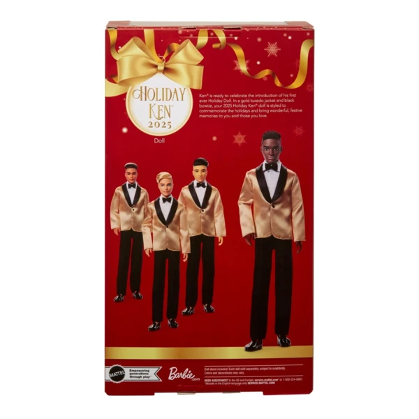 Barbie 2025 Holiday Ken, Dark Brown Curly Hair, Holiday Barbie