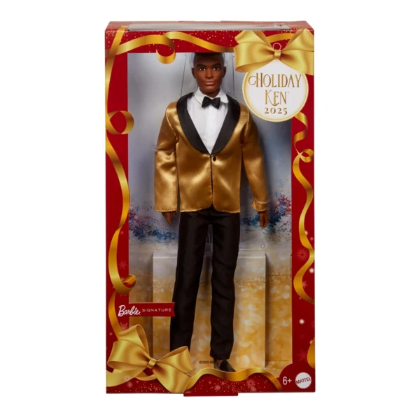 Barbie 2025 Holiday Ken, Dark Brown Curly Hair, Holiday Barbie