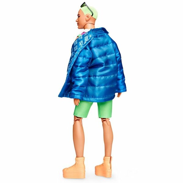 Barbie Fully Poseable Fashion Doll with Neon Hair, Neon Overalls & Puffer Jacket, BMR1959