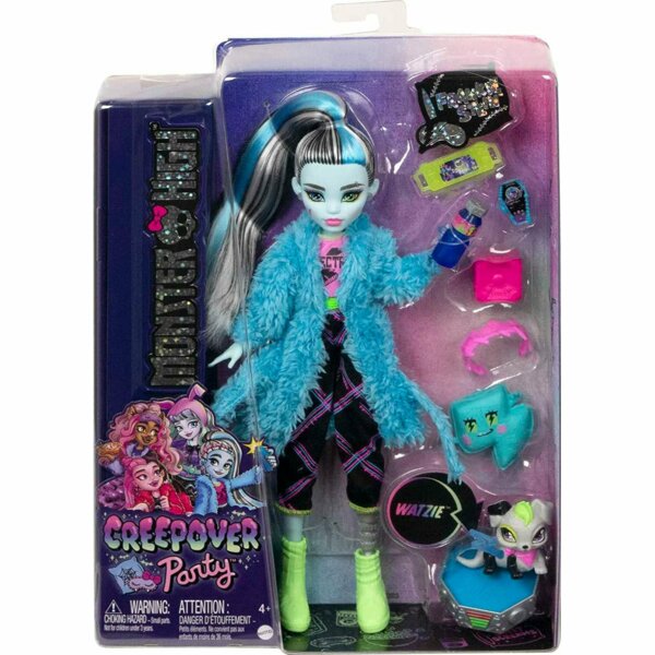 Monster High Frankie Stein with Pet Dog Watzie, Creepover Party