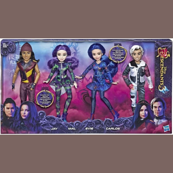 Hasbro Isle of The Lost Collection 4 Pack Dolls: Mal, Evie, Carlos, and Jay, Descendants 3