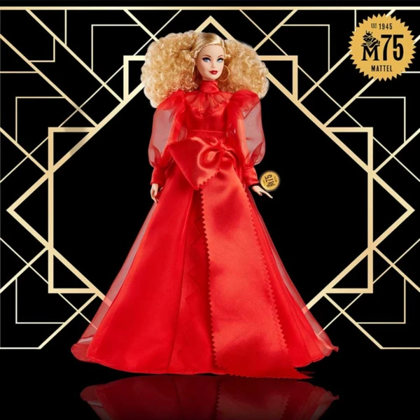 75th Anniversary Barbie in Red Gown, Anniversary Dolls