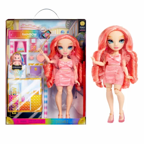 Rainbow High Pinkly Paige, Fashion Doll with Accessories, New Friends