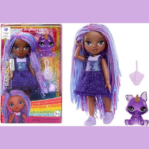 Rainbow High Littles Indigo Bailey (Purple) with magical pet Fox, Little Sisters