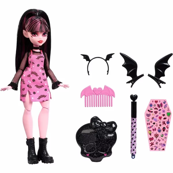 Monster High Draculaura,  Beauty Kit with Bat Clips, Gore-Ganizer