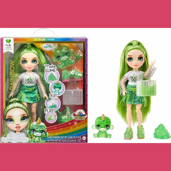 Rainbow High Jade (Green) with Slime Kit & Pet, Sparkle Slime