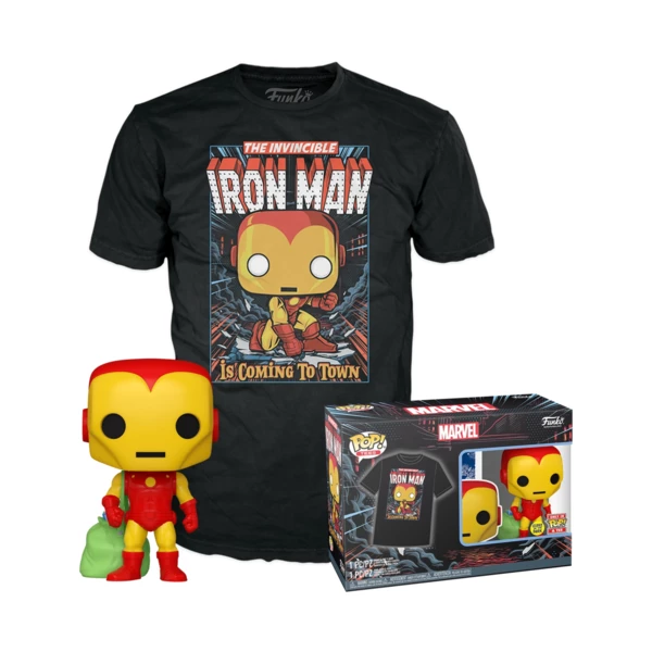 Funko Pop! Holiday Iron Man with T-Shirt (Glow In The Dark), Marvel