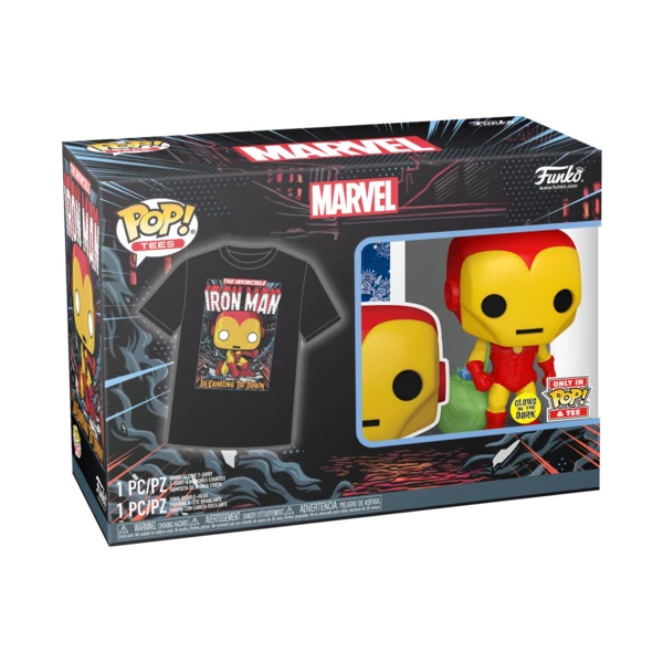 Funko Pop! Holiday Iron Man with T-Shirt (Glow In The Dark), Marvel