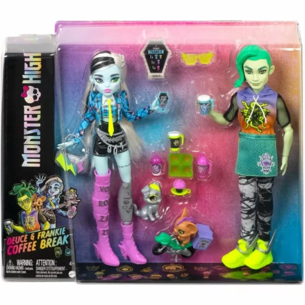 Monster High Frankie Stein & Deuce Gorgon, Doll Set, Coffee Break