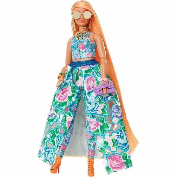 Barbie Extra Fancy Doll, Curvy Doll in Floral 2-Piece Gown