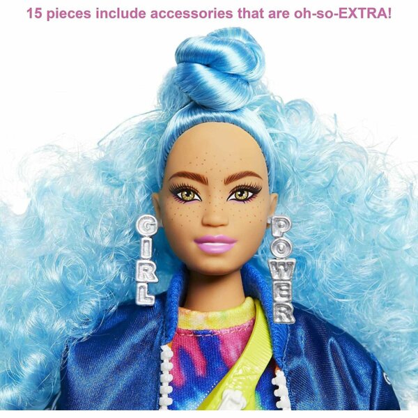 Barbie Extra Doll #4 with Curvy Shape & Extra-Curly Blue Hair