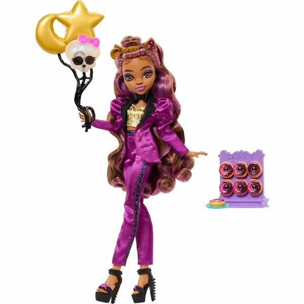 Monster High Clawdeen Wolf in Party Fashion with Themed Accessories Like Balloons, Monster Ball