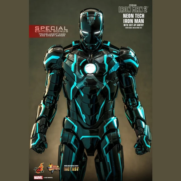 Hot Toys Neon Tech Iron Man with Suit-up Gantry, Iron Man 2