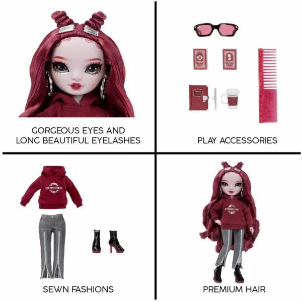 Shadow High Scarlett Rose, Maroon Fashion Doll with Accessories, Colorful Fashion