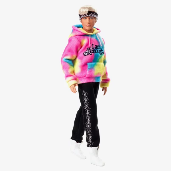 Barbie the Movie Ken Doll Wearing Pastel Pink and Green Striped Beach  Matching Set with Surfboard and White Sneakers