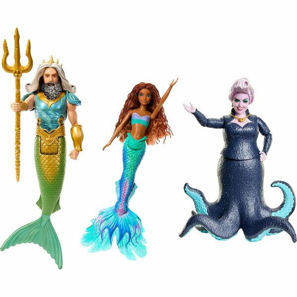 Disney Ariel, King Triton & Ursula Dolls, 3 Dolls Set, The Little Mermaid