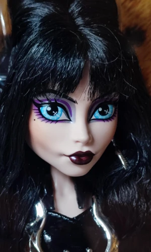 Elvira "Mistress of the Dark" is a captivating and controversial Skullector doll from Monster High
