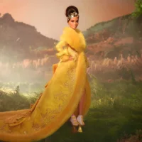 Guo Pei Barbie ® Platinum dressed as the Yellow Queen!
