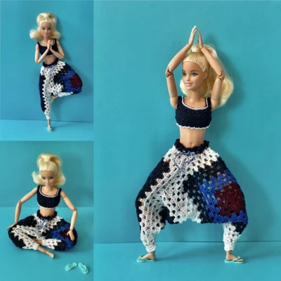 Jak łatwo zrobić na szydełku spodnie typu harem 👖 dla Barbie.